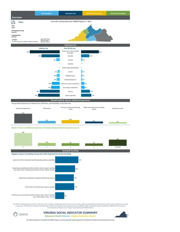 First page of the 2022 Young Adult Survey results.